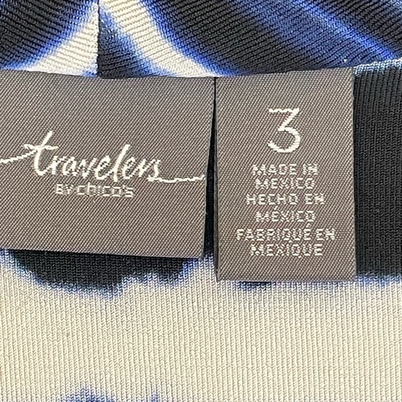 Chico’s XL/3 Travelers Blue/Black/White Striped Sleeveless Vest Cardigan - Picture 10 of 10